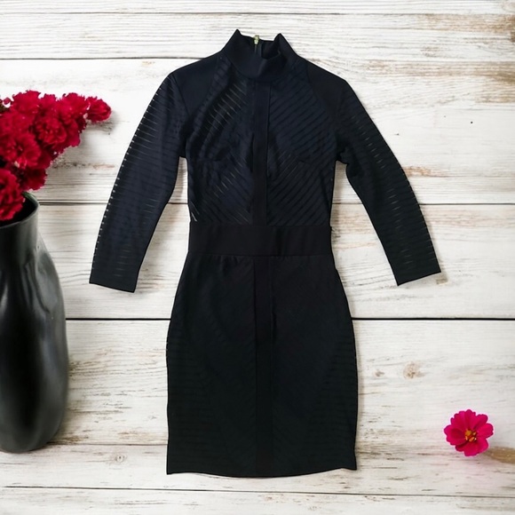 Black Bodycon Sheer Top Dress Small - Picture 3 of 15